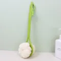 Spazzola da doccia a manico lungo bifacciale con spugna a rete e setole morbide per il corpo. - Verde matcha
