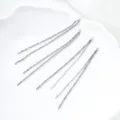 Silberne lange Quasten Kette Ohrringe edelstahl minimalistisch DIY Schmuck Zubehör - Stil 02 (Zwei-Paar-Packung) / 2 Paar Set