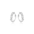 Silver plated half hoop earrings with sparkling cubic zirconia stones for women fashion wear. - White Plated