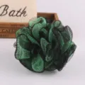 Double color mesh bath sponge shower loofah puff for daily body cleansing and rich lather. - Green