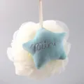 Soft mesh bath sponge with plush star pendant, fluffy shower puff for daily body cleaning. - Blue Star