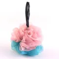Eponge de douche en maille douce bicolore avec sangle pour le bain quotidien. - Rose Vert