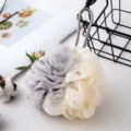 Éponge de bain en maille bicolore douche douce grand loofah gommage corps épurateur - 50 g / Gris-Beige