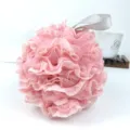Eponge de bain en filet de dentelle rose gommage corporel avec ruban de suspension - Rose Nordique