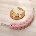 Pink braided bath back scrubber, mesh shower sponge with dual handles for easy daily body cleaning. - Pink