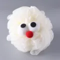 Adorable eponge de bain blanche de dessin anime, pouf de douche duveteux avec yeux et nez rouge. - Oiseau / Blanc