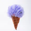 Niedlicher Badeschwamm in Eiswaffel-Form mit lila Netz und Waffelmuster für die Dusche. - Waffelmuster Lila