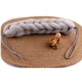 Grey braided mesh bath sponge, long exfoliating body scrubber with comfortable handle for shower. - 80g / Gray