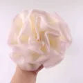 Large rose mesh shower puff in pink and cream, ultra-soft foaming bath sponge for gentle body cleaning. - Light Pink