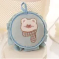 Cute embroidered bear bath sponge soft mesh foaming net shower ball for daily body cleaning use - Teal