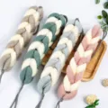 Long braided mesh bath sponge back scrubber soft exfoliating shower loofah strap - 80g Colorblock Random