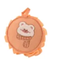 Korean style cute bear embroidered bath sponge and foaming net ball for daily shower use. - Orange Red