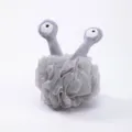 Éponge de douche grise avec design de monstre mignon, filet souple pour le gommage corporel doux. - Gris