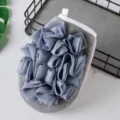 Dual-sided exfoliating bath glove with mesh shower puff for deep body cleansing and spa. - Gray