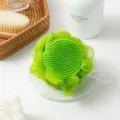 Esponja de baño verde con cabezal de cepillo de masaje de silicona, bola de ducha de red suave. - Aprox 40g / Verde esmeralda