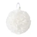 Esponja de baño de nailon blanco suave pouf de ducha exfoliante con lazo para lavado diario. - Blanco cálido