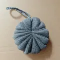 Grey soft mesh bath sponge variant, large size loofah shower ball with convenient hanging loop. - Black