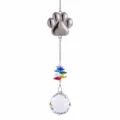 Attrape soleil patte de chien en cristal suspension arc-en-ciel fenetre boule de cristal - Pendentif Patte Boule Éclairage Longueur Totale 42cm