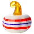 Figurine de citrouille en verre faite à la main avec des rayures colorées, décor de fête. - Petite Citrouille / 50mm / Rayures Rouge Bleu