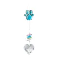 Pendentif attrape-soleil en cristal exquis avec empreinte de patte bleue et coeur. - Pendentif Patte Bleue Simple Face / Longueur Totale Environ 41CM