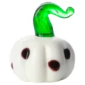 Glass pumpkin figurine white with spots green stem tabletop ornament autumn decor - Small Pumpkin / 50mm / Black with Dots