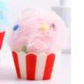 Cupcake Duschschwamm rosa Badeschwamm Netzhülle niedlicher Körperwäscher für Duschen - Kuchen Rosa