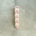Pink white braided mesh bath sponge long scrubber exfoliating back strap for daily shower. - 80g / Pink-Beige Two-Tone