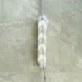 Grey and beige braided bath sponge exfoliating mesh body scrubber with convenient hanging rope. - 80g / Beige and Grey Patchwork
