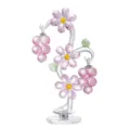 Figurine exquise de fleurs et de fruits en cristal avec des cristaux roses scintillants et facettés. - Arbre à raisin à trois fleurs, hauteur 255 mm, 520 g