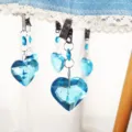 Clip de nappe de luxe européen avec pendentif cristal cœur bleu et bordure en dentelle déco - 45 Cœur / 1 Pièce/Paquet / Bleu lac