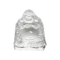 Statua Buddha ridente in vetro cristallo trasparente scultura decorazione da tavolo casa - Buddha Maitreya con Base (Grande) / 70x48x82mm