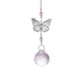 Suspension attrape-soleil papillon en cristal avec boules à facettes roses pour décoration. - Rose