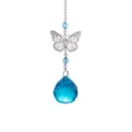 Pendente acchiappasole in cristallo con farfalla e sfera blu per decorazione giardino. - Blu lago