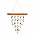 Pendente perla cristallo sospeso con ramo legno carillon vento decorazione stanza - Ciondolo in Legno - Stile Foglia Rete Champagne