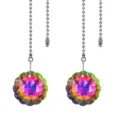 Chaîne de tirage pour ventilateur de plafond en cristal avec pendentif fleur et chaîne métal. - Fleur de Prunier 45mm