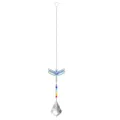 Hängender Kristall-Sonnenfänger mit buntem Libellen-Ornament und Regenbogenperlen für den Garten. - Bunte Libelle / 50mm Doppelseitiges Ahornblatt