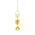 Ornement suspendu de carillon éolien en cristal doré avec pendentif goutte jaune. - Pendentif Pomme de Pin Dorée / 28cm (26g)