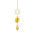Flocon de neige en métal doré et pendentif goutte de cristal jaune pour suspension. - Pendentif Flocon de Neige Doré / 28cm (26g)