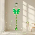 Pendente acchiappasole con campanello eolica farfalla in cristallo verde per casa - Ciondolo Farfalla Verde (20 Sfere)