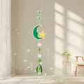 Acchiappasole in cristallo luna crescente verde e stella sospensione decorazione - Ciondolo Luna Verde (38 Foglia a Rete)