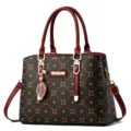 Elegante borsa donna grande capacità borsa a mano tracolla design monogram per mamma - Caffè e rosso vino