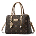 Moda donna borsa grande capacità manico superiore borsa a tracolla elegante giorno - Caffè e Oro