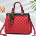 Elegante borsa da donna a quadri rossi e neri borsa a mano elegante con tracolla chic - Borgogna