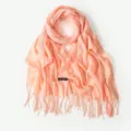 Écharpe frangée rose pêche femme léger châle de protection solaire élégant - Rose Orangé