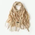 Sciarpa con nappe effetto cashmere beige scialle leggero protezione solare donna lunga - Kaki