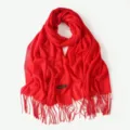 Écharpe frangée rouge style cachemire long châle protection solaire mode d'hiver - Rouge
