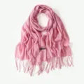 Écharpe rose effet cachemire frangée femme châle léger protection solaire pour le voyage - Rose