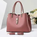 Elegante borsa da donna in ecopelle con manici e tracolla rimovibile per uso quotidiano. - Rosa