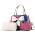 Set di borsa da donna sfumata con fiocco, elegante borsa a tracolla alla moda chic. - Bianco