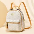Chique mini-rugzak voor dames, stijlvol monogrampatroon met kunstleer voor dagelijks gebruik. - Off-white en geel patchwork